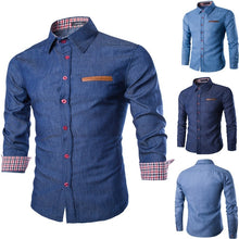 Load image into Gallery viewer, New Men Dress Shirts Autumn Casual Shirts Long Sleeve Slim Fit Turn-Down Collar Business Formal Dress Tops Fashion Hombre Camisa