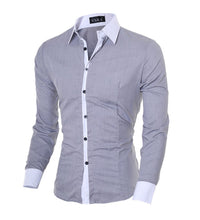 Load image into Gallery viewer, Men Shirt Long Sleeve Tops 2018 Fashion Solid Casual Shirt Slim Fit Plain Men Clothes