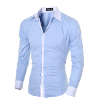 Load image into Gallery viewer, Men Shirt Long Sleeve Tops 2018 Fashion Solid Casual Shirt Slim Fit Plain Men Clothes