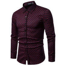 Load image into Gallery viewer, Men Shirt Korean Long Sleeve Plaid Shirts Casual Slim Fit Dress Shirt