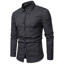Load image into Gallery viewer, Men Shirt Korean Long Sleeve Plaid Shirts Casual Slim Fit Dress Shirt