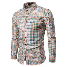 Load image into Gallery viewer, Men Shirt Korean Long Sleeve Plaid Shirts Casual Slim Fit Dress Shirt