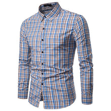 Load image into Gallery viewer, Men Shirt Korean Long Sleeve Plaid Shirts Casual Slim Fit Dress Shirt