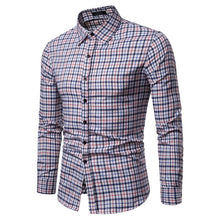 Load image into Gallery viewer, Men Shirt Korean Long Sleeve Plaid Shirts Casual Slim Fit Dress Shirt