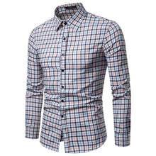 Load image into Gallery viewer, Men Shirt Korean Long Sleeve Plaid Shirts Casual Slim Fit Dress Shirt