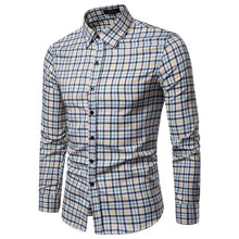 Load image into Gallery viewer, Men Shirt Korean Long Sleeve Plaid Shirts Casual Slim Fit Dress Shirt